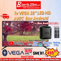 TV VEGA 32" HD LED + Box...