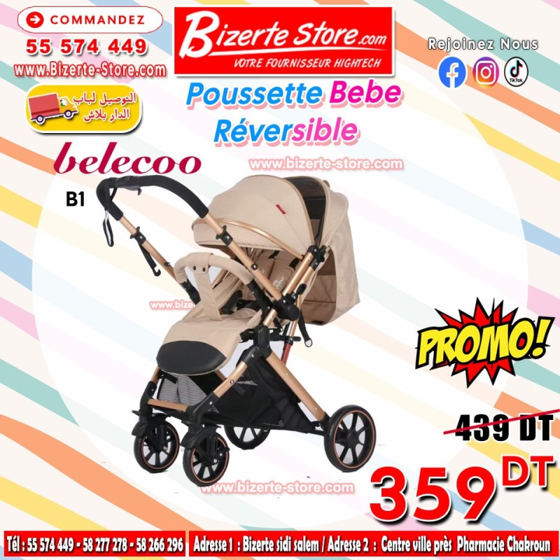 Poussette Bébé Belecoo B1 Réversible