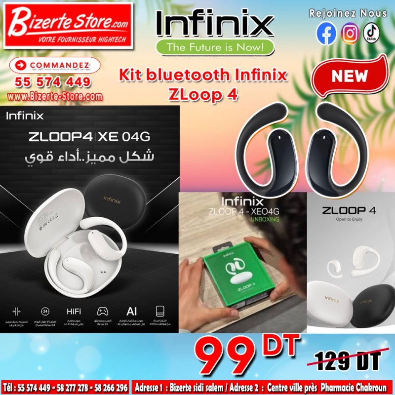 Écouteur Bluetooth Infinix Zloop 4 XEO4G Blanc