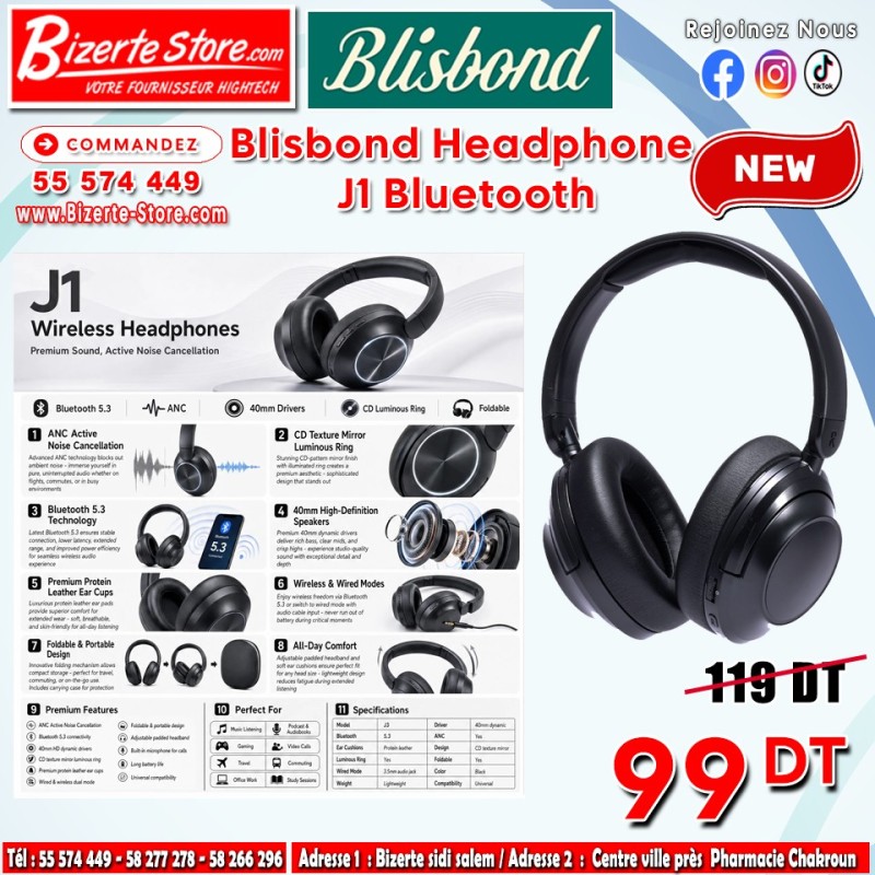 Casque Bluetooth  Blisbond J1