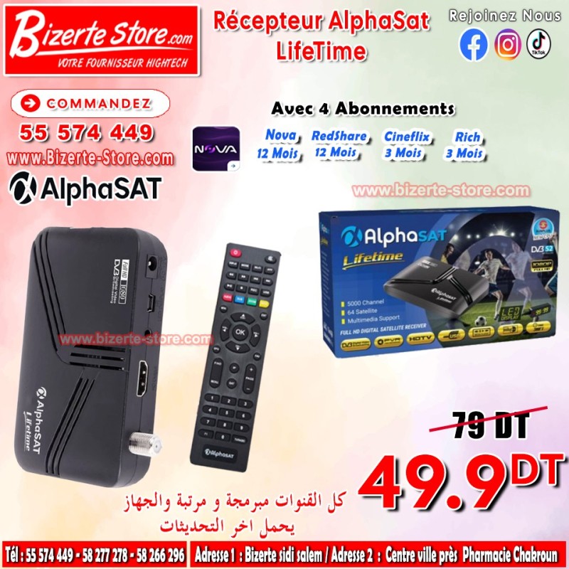 Récepteur Alphasat Life Time