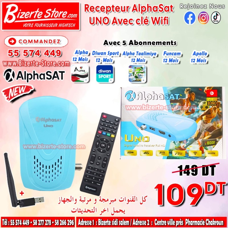 Récepteur Alphasat UNO Avec Clé Wifi