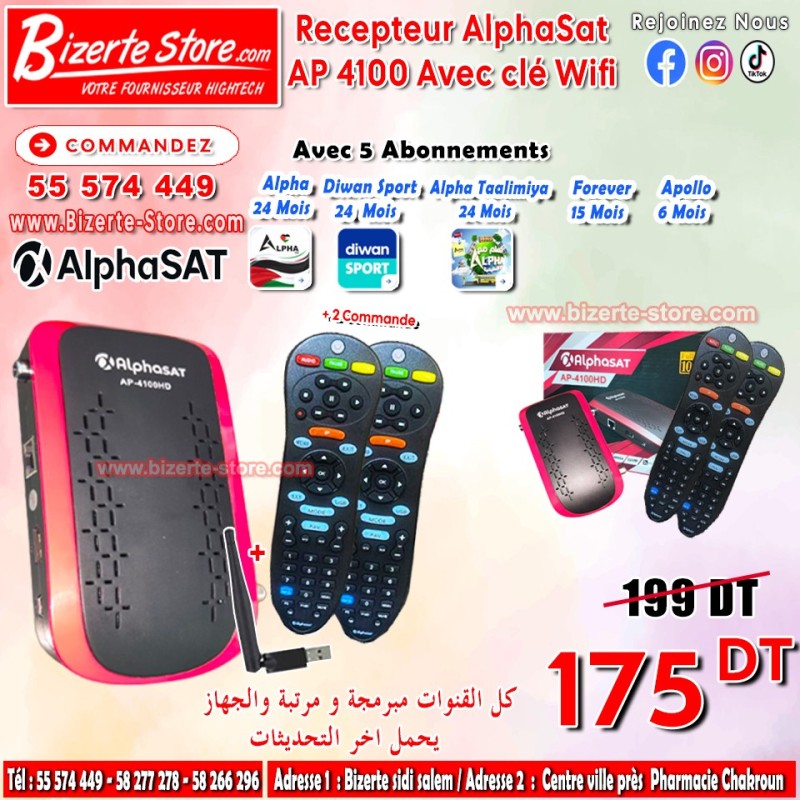 Récepteur Alphasat AP 4100 Avec Clé Wifi