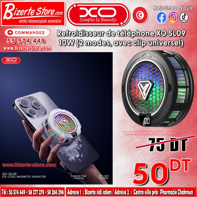 Refroidisseur de téléphone XO SL09 10W (2 modes, avec clip universel)