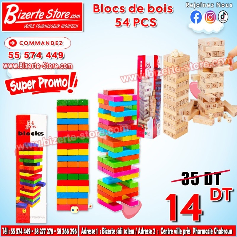 Blocs de bois 54 PCS