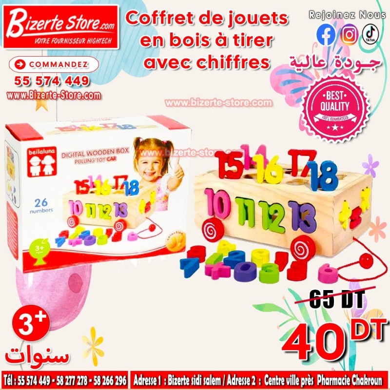 Coffret de Jouets en Bois à Tirer avec Chiffres