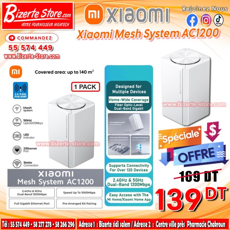 Mesh Système XIAOMI AC1200  1 Pack